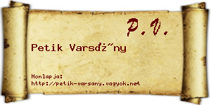 Petik Varsány névjegykártya